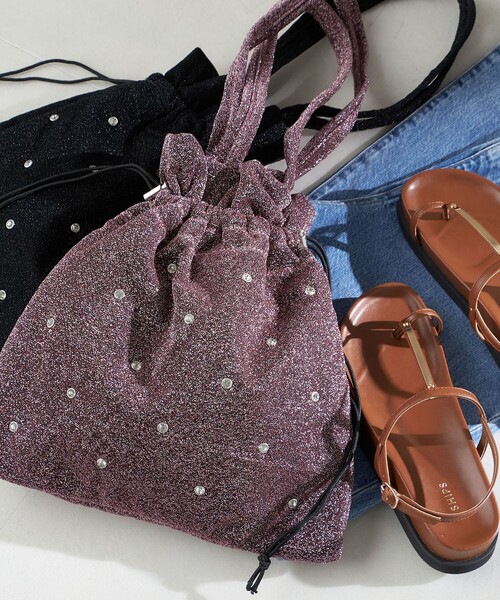 SHIPS(シップス)の「* A4 ラメ 巾着 バッグ ◆(トートバッグ・レディース・ブラック/ブルー/シルバー/ピンク・ONE SIZE)」の20枚目の写真
