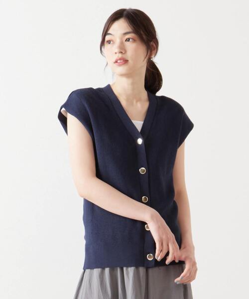 【セール】片畦Vネックベスト（カーディガン/ボレロ）｜LOGEMENT DE CLAIRE（ロジュモンドクレール） 5,264円