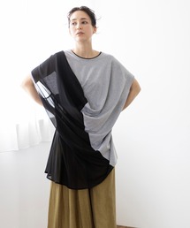 シフォン切替ドレーププルオーバー