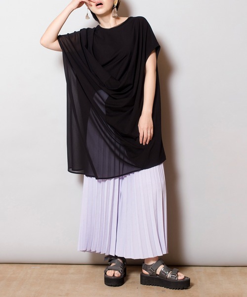 OSMOSIS（オズモーシス）の「シフォン切替ドレーププルオーバー（Tシャツ/カットソー・レディース・ホワイト/ブラック/グレー・ONE SIZE）」の19枚目の写真