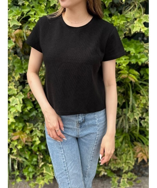 定価４万★フランス製イネス★女性らしい襟開きＴシャツ水色コンパクトリブInese 定価4万☆フランス製イネス☆女性らしい襟開きTシャツ水色