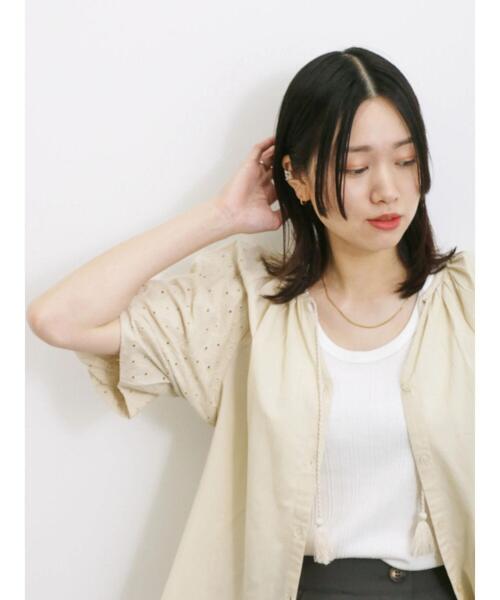 Samansa Mos2 blue（サマンサモスモスブルー）の「【Made in India】袖シフリーブラウス（シャツ/ブラウス・レディース・ブラック/ライトベージュ/オフホワイト・F）」の14枚目の写真