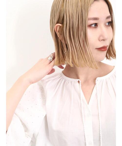 Samansa Mos2 blue（サマンサモスモスブルー）の「【Made in India】袖シフリーブラウス（シャツ/ブラウス・レディース・ブラック/ライトベージュ/オフホワイト・F）」の20枚目の写真