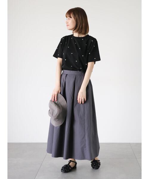 Lugnoncure(ルノンキュール)の「【接触冷感】ハート刺繍Tシャツ(Tシャツ/カットソー・レディース・ブラック/レッド/オフホワイト・F)」の4枚目の写真