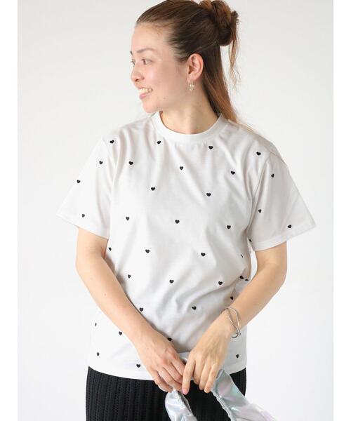 Lugnoncure(ルノンキュール)の「【接触冷感】ハート刺繍Tシャツ(Tシャツ/カットソー・レディース・ブラック/レッド/オフホワイト・F)」の9枚目の写真