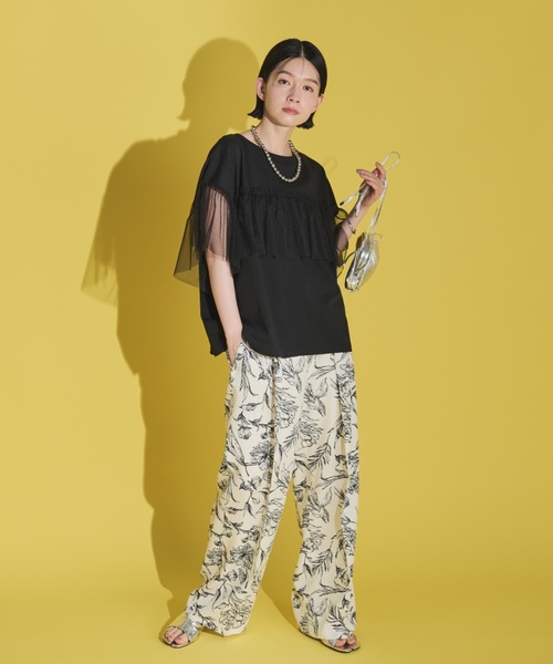 Shelly island（シェリーアイランド）の「花柄タックパンツ（その他パンツ・レディース・ブラック/ホワイト・M）」の7枚目の写真