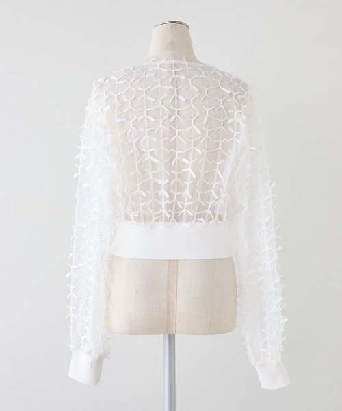 one after another NICE CLAUP（ワンアフターアナザーナイスクラップ）の「3Dレースシアーブルゾン（ブルゾン・レディース・オフホワイト/ブラック/グレー系その他・FREE）」の17枚目の写真