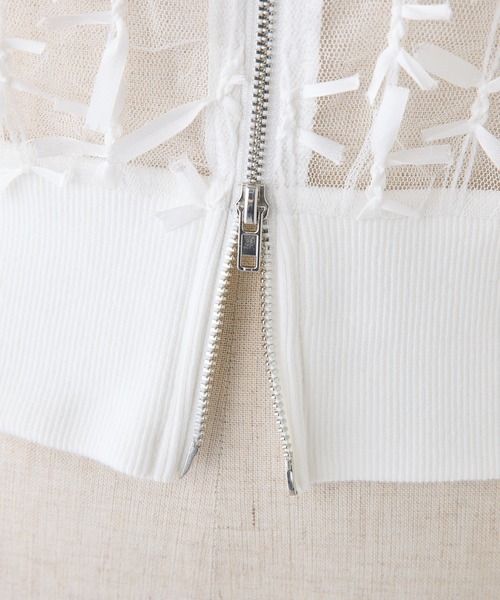 one after another NICE CLAUP（ワンアフターアナザーナイスクラップ）の「3Dレースシアーブルゾン（ブルゾン・レディース・オフホワイト/ブラック/グレー系その他・FREE）」の12枚目の写真