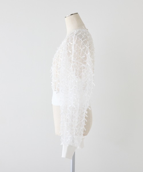 one after another NICE CLAUP（ワンアフターアナザーナイスクラップ）の「3Dレースシアーブルゾン（ブルゾン・レディース・オフホワイト/ブラック/グレー系その他・FREE）」の8枚目の写真