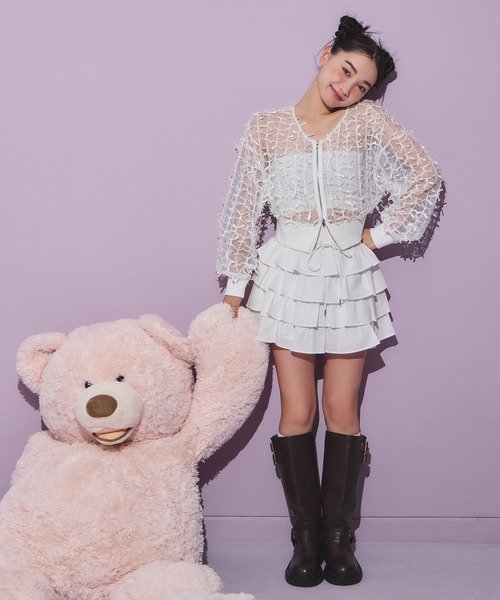 one after another NICE CLAUP（ワンアフターアナザーナイスクラップ）の「3Dレースシアーブルゾン（ブルゾン・レディース・オフホワイト/ブラック/グレー系その他・FREE）」の18枚目の写真