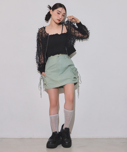 one after another NICE CLAUP（ワンアフターアナザーナイスクラップ）の「3Dレースシアーブルゾン（ブルゾン・レディース・オフホワイト/ブラック/グレー系その他・FREE）」の22枚目の写真