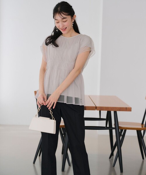 【洗える】チュールペプラム ブラウス(シャツ/ブラウス)|any SiS(エニィスィス) 【洗える】チュールペプラム ブラウス(シャツ/ブラウス)|any SiS(エニィスィス)