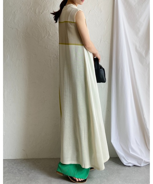 She's Closet(シーズクローゼット)の「【セルフカット対応】ウェーブ波柄ワイドストレートロングプリーツパンツ(その他パンツ・レディース・グリーン/ブラック・FREE)」の22枚目の写真