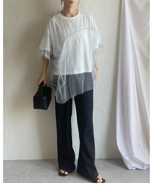 SHE TOKYO Fredグレー ワイドパンツ プリーツ入り SHE TOKYO Fredグレー ワイドパンツ プリーツ入り