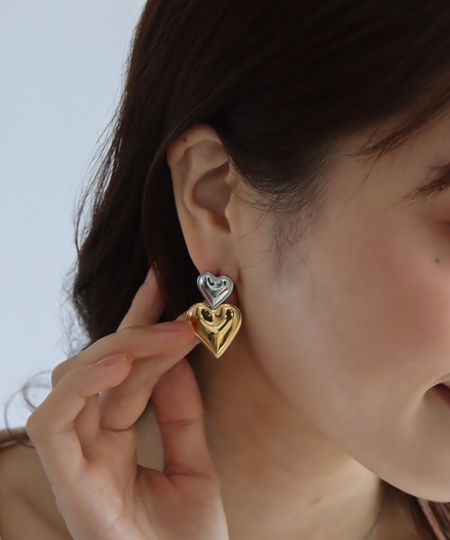abaskdesign(アバスクデザイン)の「金属アレルギー対応 ダブルハートステンレスピアス(ピアス(両耳用)・レディース・マルチ/シルバー系その他/ブラック系その他/ホワイト/ゴールド/シルバー/グリーン・FREE)」の15枚目の写真