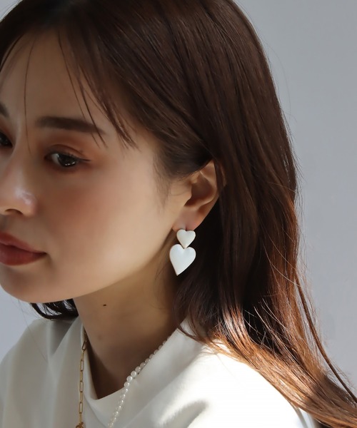 abaskdesign(アバスクデザイン)の「金属アレルギー対応 ダブルハートステンレスピアス(ピアス(両耳用)・レディース・マルチ/シルバー系その他/ブラック系その他/ホワイト/ゴールド/シルバー/グリーン・FREE)」の17枚目の写真