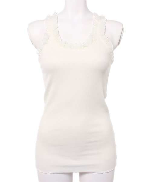 one after another NICE CLAUP（ワンアフターアナザーナイスクラップ）の「【ナイスクラップ】フリルテレコランニング（キャミソール・レディース・アイボリー/ピンクベージュ/ボルドー/カーキ/ブラック・FREE）」の2枚目の写真