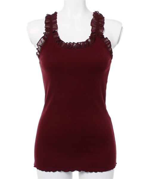 one after another NICE CLAUP（ワンアフターアナザーナイスクラップ）の「【ナイスクラップ】フリルテレコランニング（キャミソール・レディース・アイボリー/ピンクベージュ/ボルドー/カーキ/ブラック・FREE）」の5枚目の写真