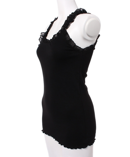 one after another NICE CLAUP（ワンアフターアナザーナイスクラップ）の「【ナイスクラップ】フリルテレコランニング（キャミソール・レディース・アイボリー/ピンクベージュ/ボルドー/カーキ/ブラック・FREE）」の6枚目の写真