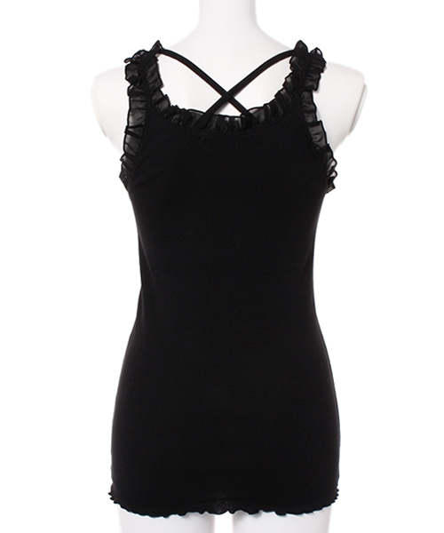 one after another NICE CLAUP（ワンアフターアナザーナイスクラップ）の「【ナイスクラップ】フリルテレコランニング（キャミソール・レディース・アイボリー/ピンクベージュ/ボルドー/カーキ/ブラック・FREE）」の7枚目の写真