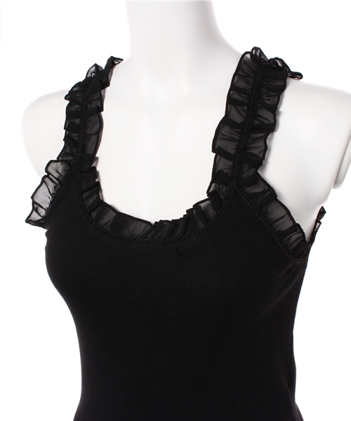 one after another NICE CLAUP（ワンアフターアナザーナイスクラップ）の「【ナイスクラップ】フリルテレコランニング（キャミソール・レディース・アイボリー/ピンクベージュ/ボルドー/カーキ/ブラック・FREE）」の8枚目の写真