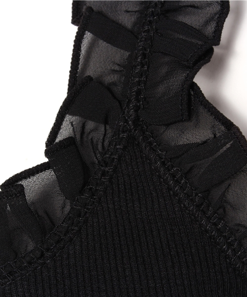 one after another NICE CLAUP（ワンアフターアナザーナイスクラップ）の「【ナイスクラップ】フリルテレコランニング（キャミソール・レディース・アイボリー/ピンクベージュ/ボルドー/カーキ/ブラック・FREE）」の10枚目の写真