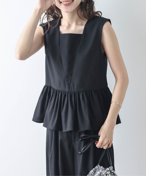 SUGAR BISKET(シュガービスケット)の「コットンリネンペプラムセットアップ(セットアップ・レディース・ブラック/オリーブ/ベージュ/ブラウン・M/L)」の10枚目の写真