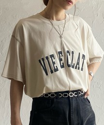 She's Closet（シーズクローゼット）の「綿コットン100%配色ステッチビッグシルエットメッセージロゴプリント半袖Tシャツ（Tシャツ/カットソー・レディース）」