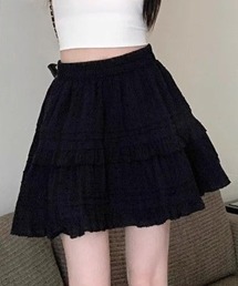 ｔｏｌｅｎｅ | ハイウエスト フリル ティアード コットンライク ミニスカート(スカート)