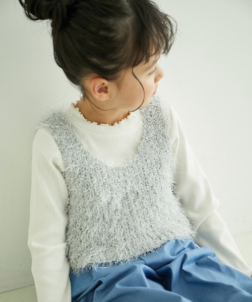 ROPE' PICNIC（ロペピクニック）の「【KIDS】配色フリルネックニットプルオーバー/WEB限定サイズ:110cm（ニット/セーター・キッズ・ブラック/キナリ・110/120/130/140/150）」の2枚目の写真