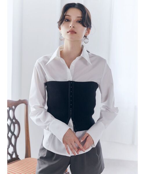 MURUA（ムルーア）の「フロントホックニットビスチェ（ニット/セーター・レディース・ブラック/アイボリー/グレー・FREE）」の5枚目の写真