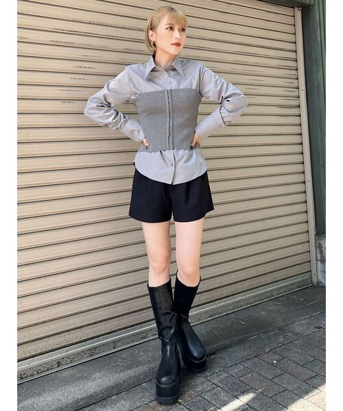 MURUA（ムルーア）の「フロントホックニットビスチェ（ニット/セーター・レディース・ブラック/アイボリー/グレー・FREE）」の9枚目の写真