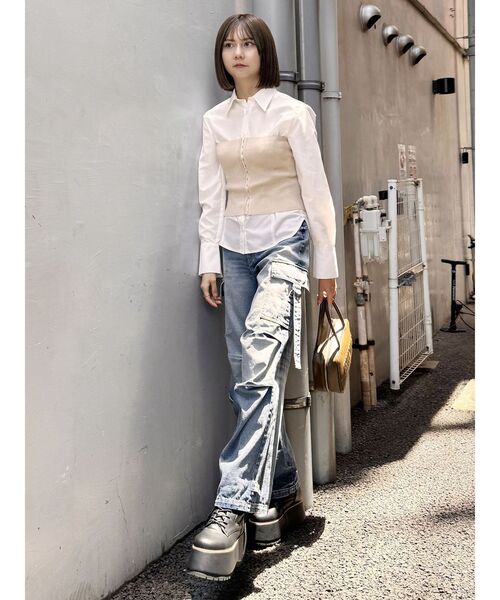 MURUA（ムルーア）の「フロントホックニットビスチェ（ニット/セーター・レディース・ブラック/アイボリー/グレー・FREE）」の18枚目の写真