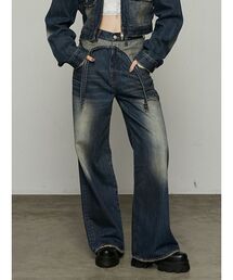 EMODA（エモダ）の「サスペンダーワイドジーンズ（デニムパンツ）」