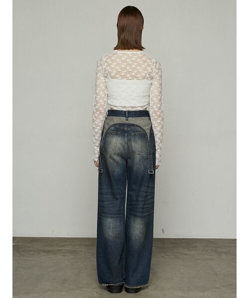 EMODA（エモダ）の「サスペンダーワイドジーンズ（デニムパンツ・レディース・インディゴブルー/グレー/ブラック・MEDIUM/SMALL）」の9枚目の写真