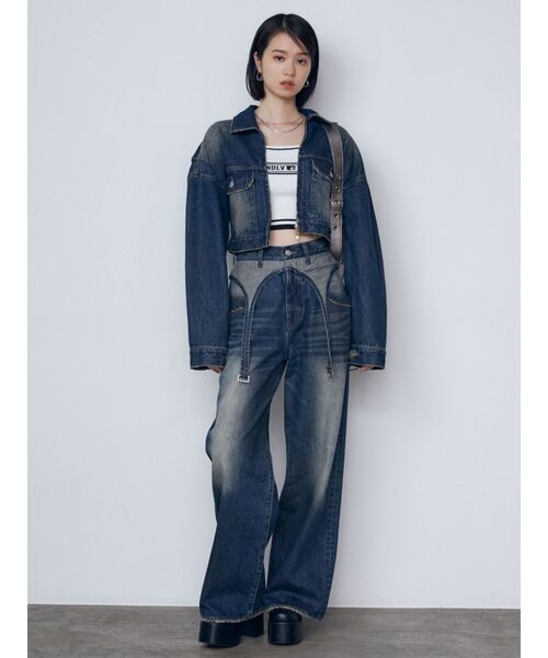 EMODA（エモダ）の「サスペンダーワイドジーンズ（デニムパンツ・レディース・インディゴブルー/グレー/ブラック・MEDIUM/SMALL）」の16枚目の写真
