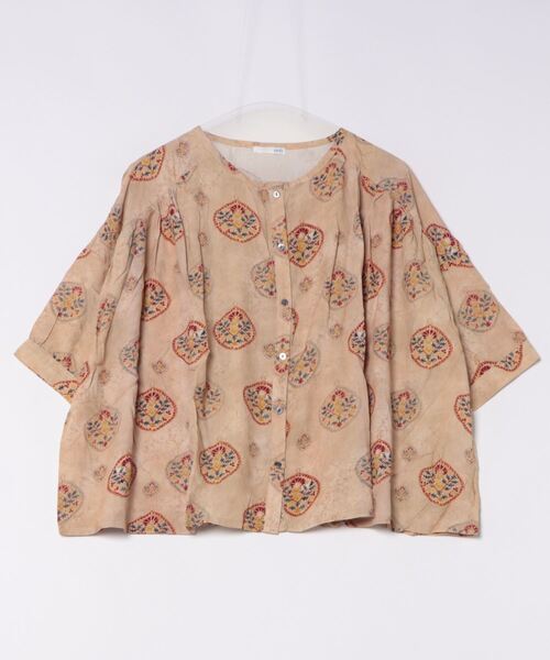 プリントギャザーブルーBL（シャツ/ブラウス）｜sandy（サンディー）