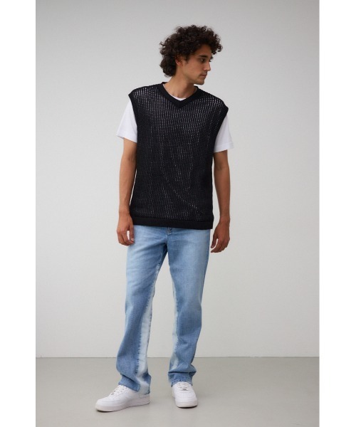 AZUL by moussy（アズールバイマウジー）の「透かし編みニットベスト（ベスト・メンズ・グレー/ブラック・FREE）」の5枚目の写真