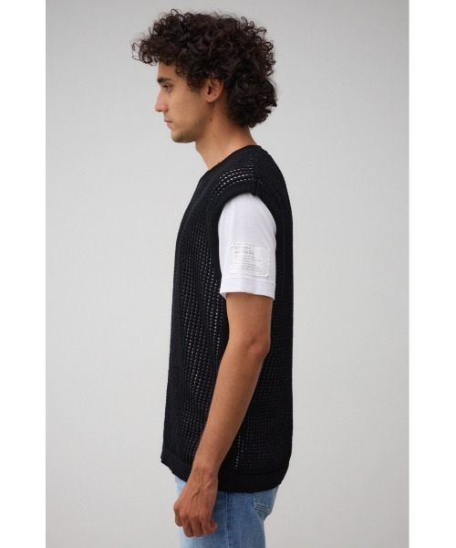 AZUL by moussy（アズールバイマウジー）の「透かし編みニットベスト（ベスト・メンズ・グレー/ブラック・FREE）」の7枚目の写真