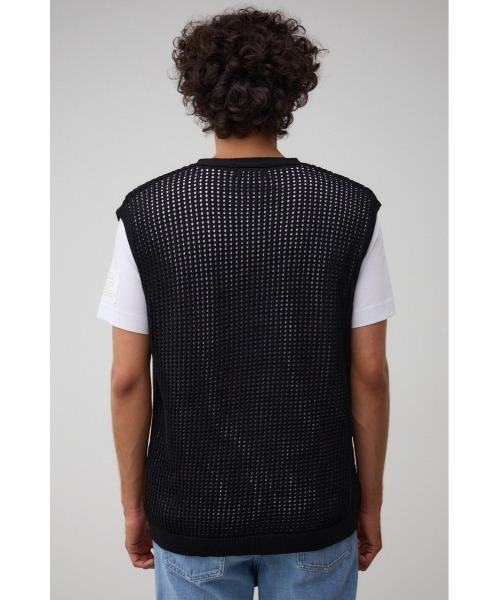 AZUL by moussy（アズールバイマウジー）の「透かし編みニットベスト（ベスト・メンズ・グレー/ブラック・FREE）」の8枚目の写真