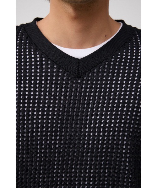 AZUL by moussy（アズールバイマウジー）の「透かし編みニットベスト（ベスト・メンズ・グレー/ブラック・FREE）」の9枚目の写真