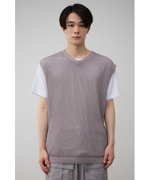 AZUL by moussy（アズールバイマウジー）の「透かし編みニットベスト（ベスト・メンズ・グレー/ブラック・FREE）」の16枚目の写真