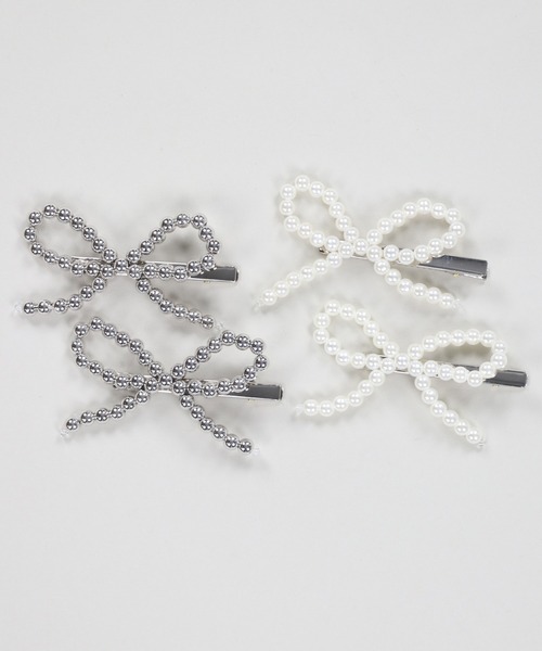 コンプレックス*2個セット　ビーズ　バレッタ/ヘアクリップ/ヘアピン 販路限定】スーパークリップ 2個セット(ブラウンミックス