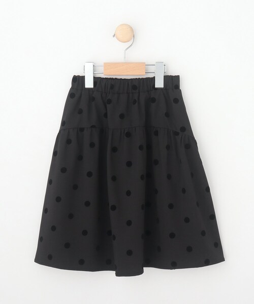 Dessin（デッサン）の「◆【リンクコーデ】フロッキードットプリントスカート（スカート・キッズ・チャコール/ブラック系・11/12/13/14）」の2枚目の写真