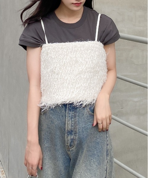 INGNI（イング）の「フェザービスチェ（ベスト・レディース・アイボリー/ブラック・M）」の12枚目の写真