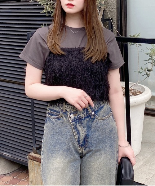 INGNI（イング）の「フェザービスチェ（ベスト・レディース・アイボリー/ブラック・M）」の15枚目の写真