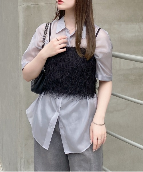 INGNI（イング）の「フェザービスチェ（ベスト・レディース・アイボリー/ブラック・M）」の3枚目の写真