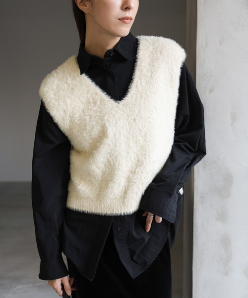 セール】シャギーVネックベスト（ベスト）｜select MOCA（セレクトモカ
