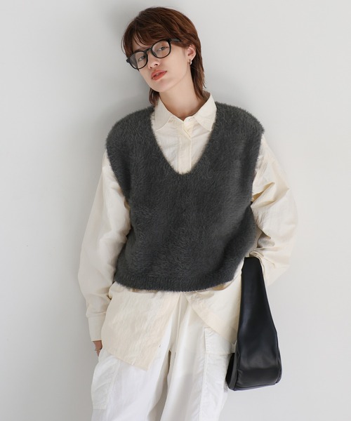 シャギーVネックベスト（ベスト）｜select MOCA（セレクトモカ）の