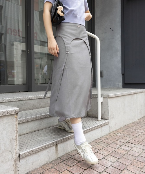 3.3 Field Trip （3.3フィールドトリップ）の「3.3 Field Trip／ガーターベルトスカート（スカート・レディース・グレー/チャコール・SMALL/MEDIUM）」の2枚目の写真